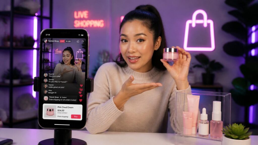 Termékbemutató egy TikTok Live Shopping élő adásban